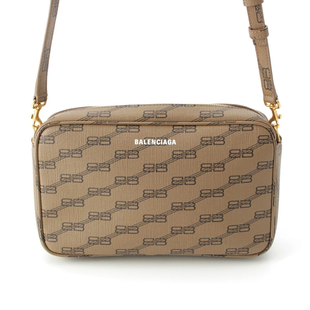 Balenciaga Monogram Camera Shoulder Bag Brown